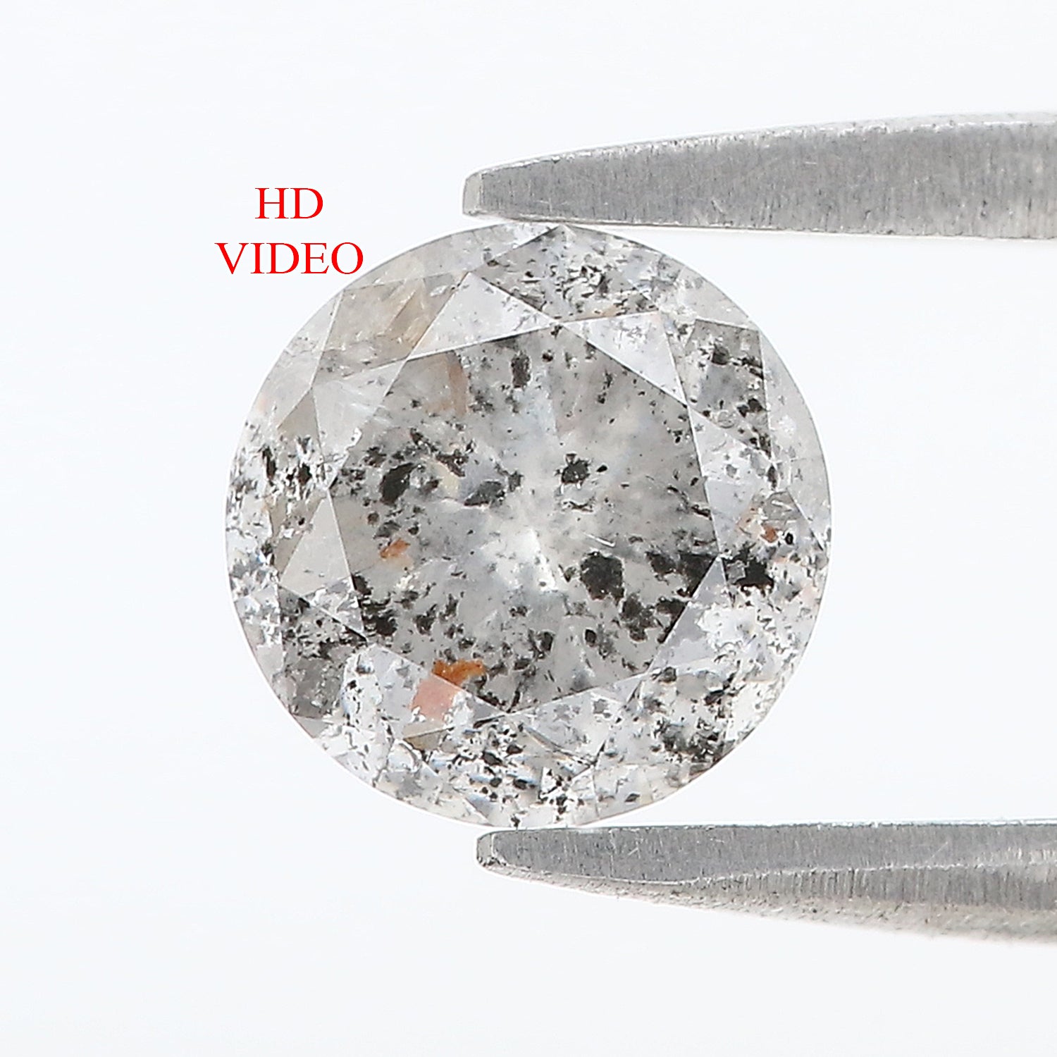 1.53 CT Natural Loose Round Shape Diamond Salt And Pepper Round Diamond 7.05 MM Natural Black Gray Color Round Brilliant Cut Diamond L3462