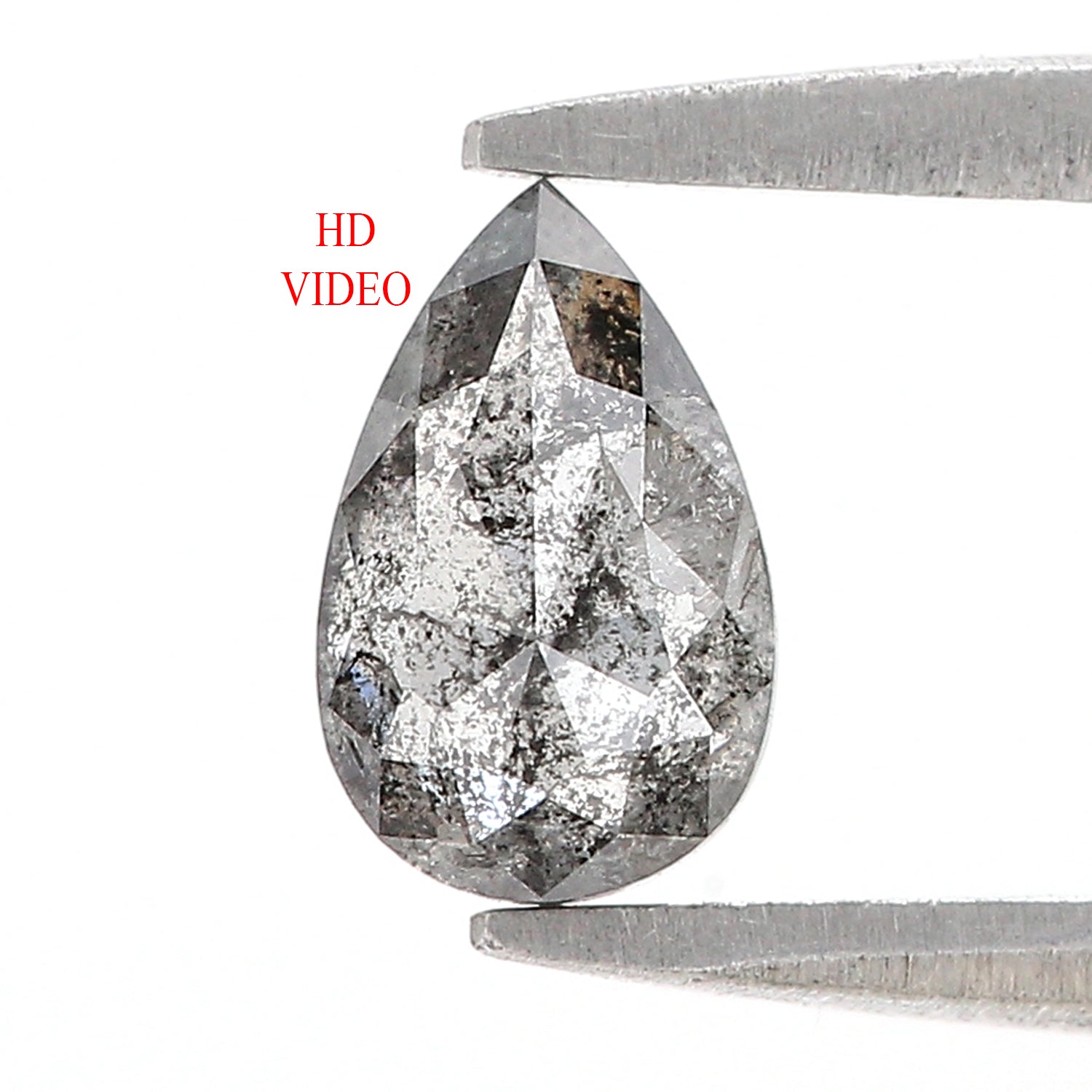 0.70 CT Natural Loose Pear Shape Diamond Salt And Pepper Pear Diamond 7.25 MM Natural Loose Black Grey Color Pear Rose Cut Diamond N2625