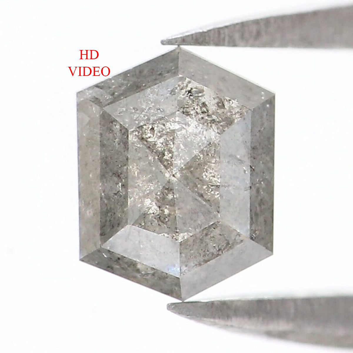 0.64 CT Natural Loose Hexagon Shape Diamond Salt And Pepper Hexagon Cut Diamond 5.75 MM Natural Grey Color Hexagon Rose Cut Diamond LQ809