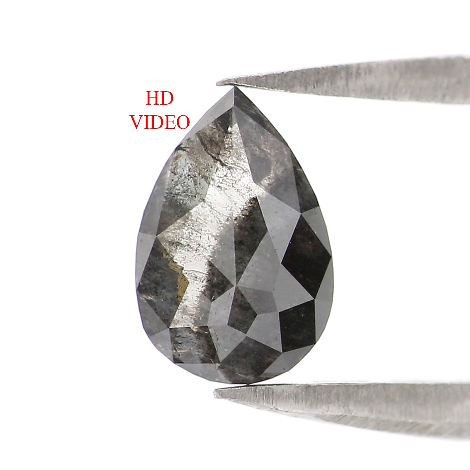 0.65 CT Natural Loose Pear Shape Diamond Salt And Pepper Pear Rose Cut Diamond 7.15 MM Black Grey Color Pear Shape Rose Cut Diamond LQ2922