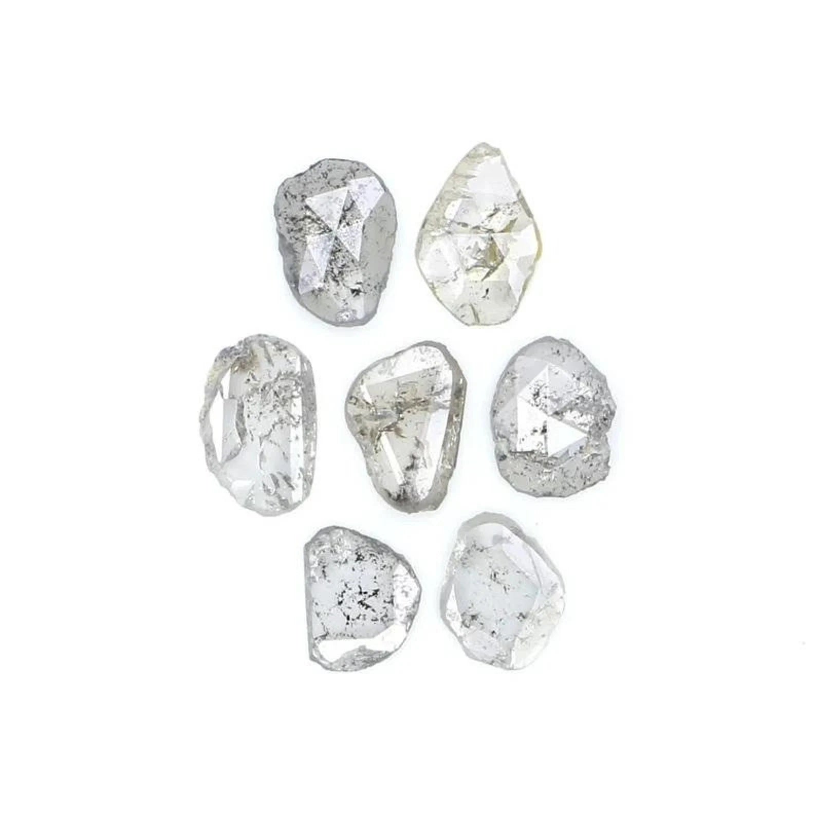 0.74 CT Natural Loose Slice Shape Diamond Salt And Pepper Slice Diamond 4.10 MM Natural Loose Black Grey Color Slice Rose Cut Diamond NQ2138