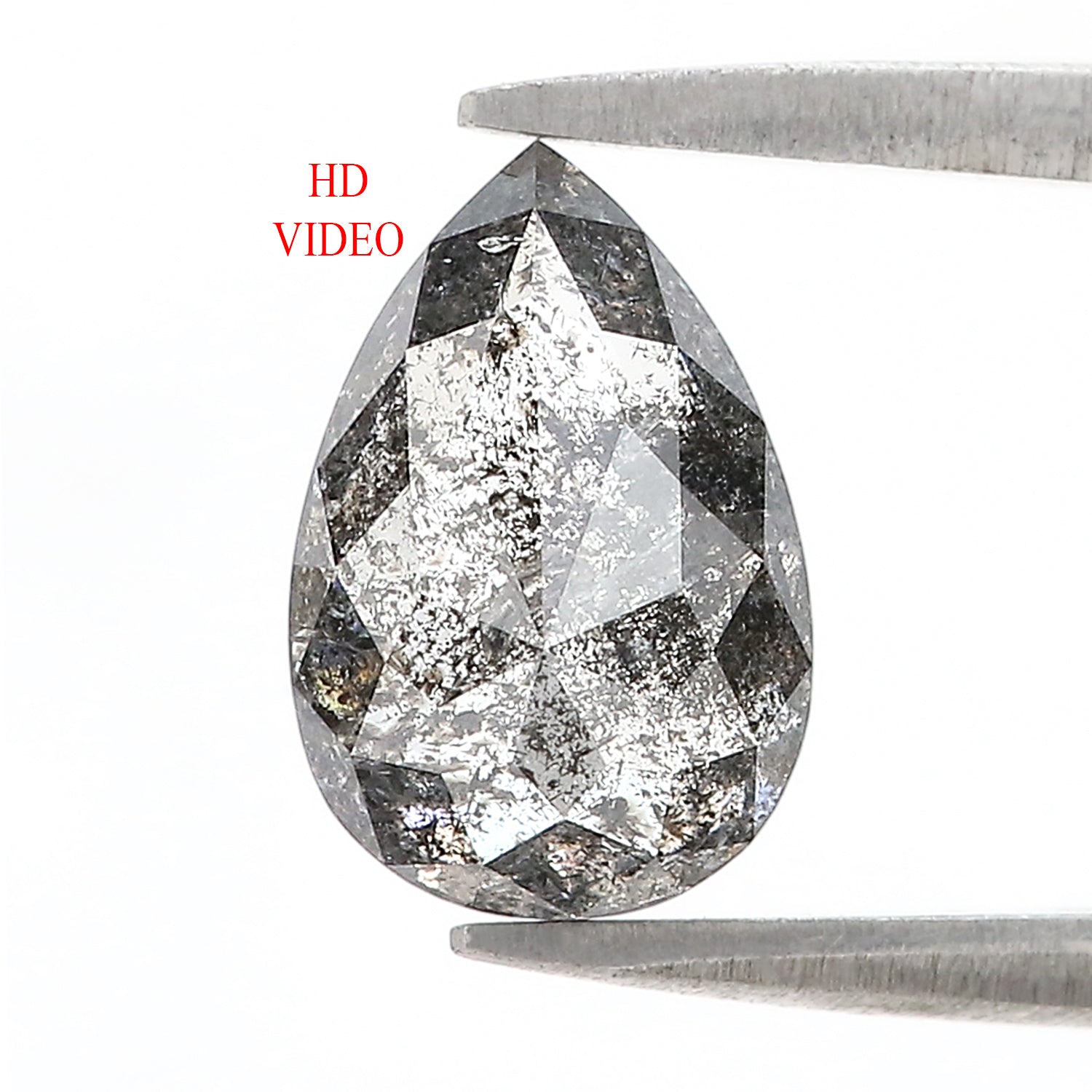 2.67 Ct Natural Loose Pear Shape Diamond Salt And Pepper Pear Cut Diamond 10.70 MM Natural Black Grey Color Pear Rose Cut Diamond L3607