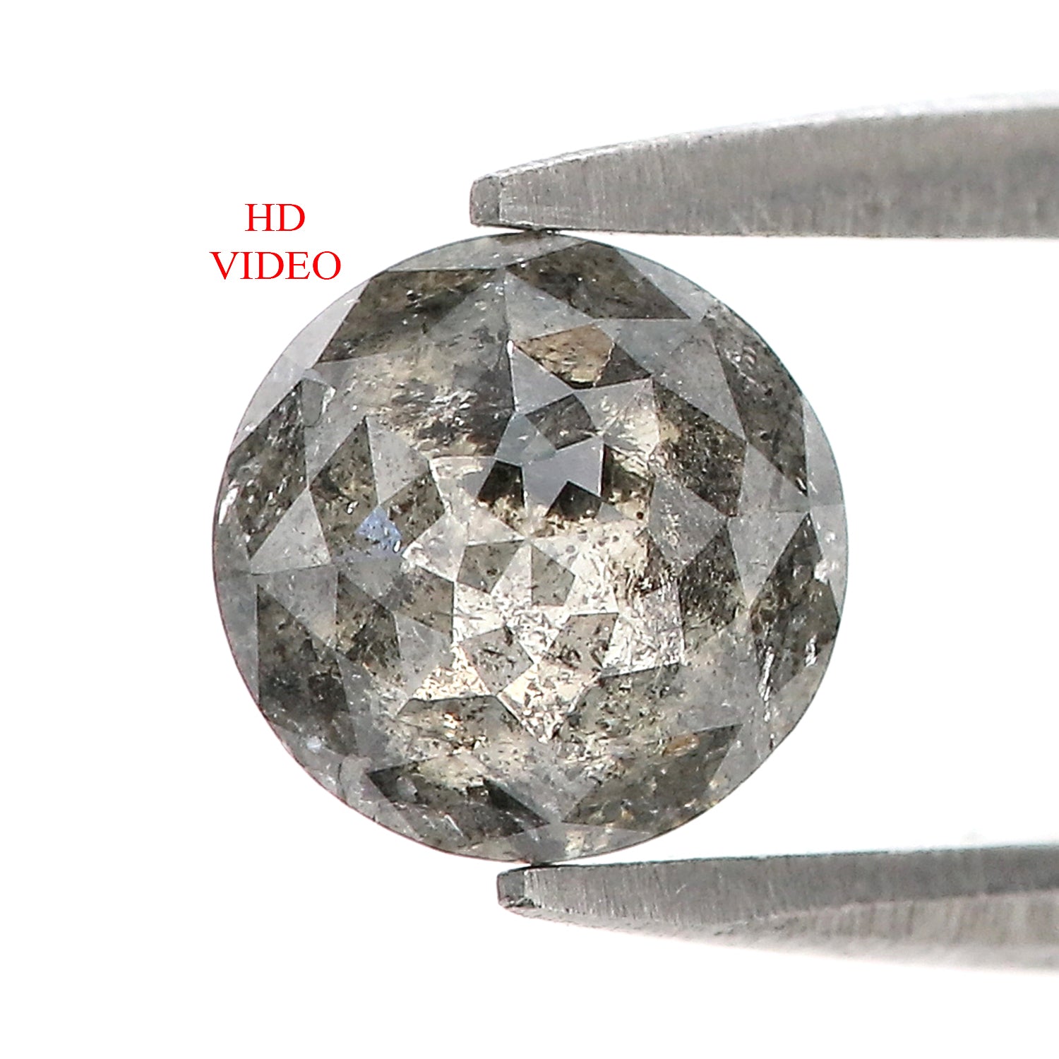 0.95 CT Natural Loose Round Rose Cut Diamond Salt And Pepper Round Shape Diamond 6.30 MM Natural Black Grey Round Rose Cut Diamond LQ966