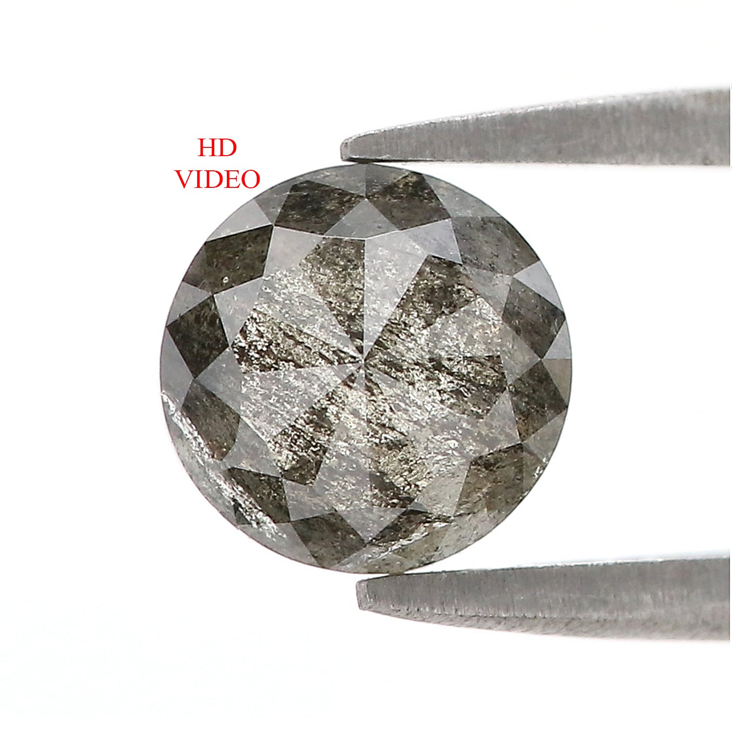 1.69 Ct Natural Loose Round Rose Cut Diamond Black Grey Color Rose Cut Diamond 7.30 MM Natural Loose Salt And Pepper Rose Cut Diamond QL1949