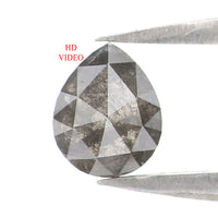 Natural Loose Pear Salt And Pepper Diamond Black Grey Color 0.48 CT 5.35 MM Pear Shape Rose Cut Diamond L7879