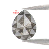 Natural Loose Pear Salt And Pepper Diamond Black Grey Color 0.48 CT 5.35 MM Pear Shape Rose Cut Diamond L7879