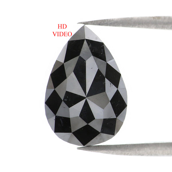 Natural Loose Pear Diamond, Black Color Pear Diamond, Natural Loose Diamond, Pear Rose Cut Diamond, Rose Cut Pear, 5.07 CT Pear Shape KDL3000