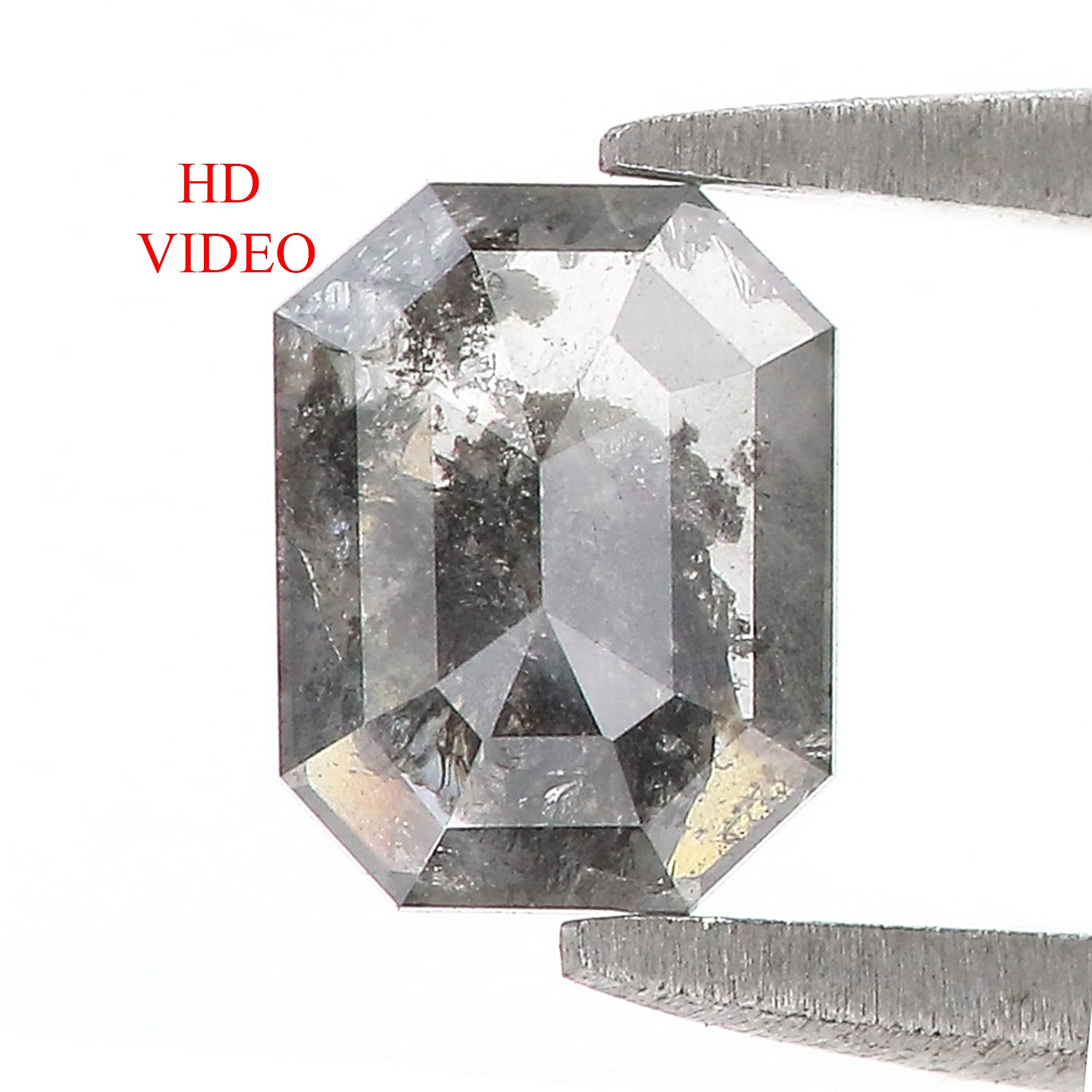 0.67 CT Natural Loose Emerald Shape Diamond Black Grey Color Emerald Cut Diamond 6.35 MM Salt And Pepper Emerald Rose Cut Diamond LQ3306