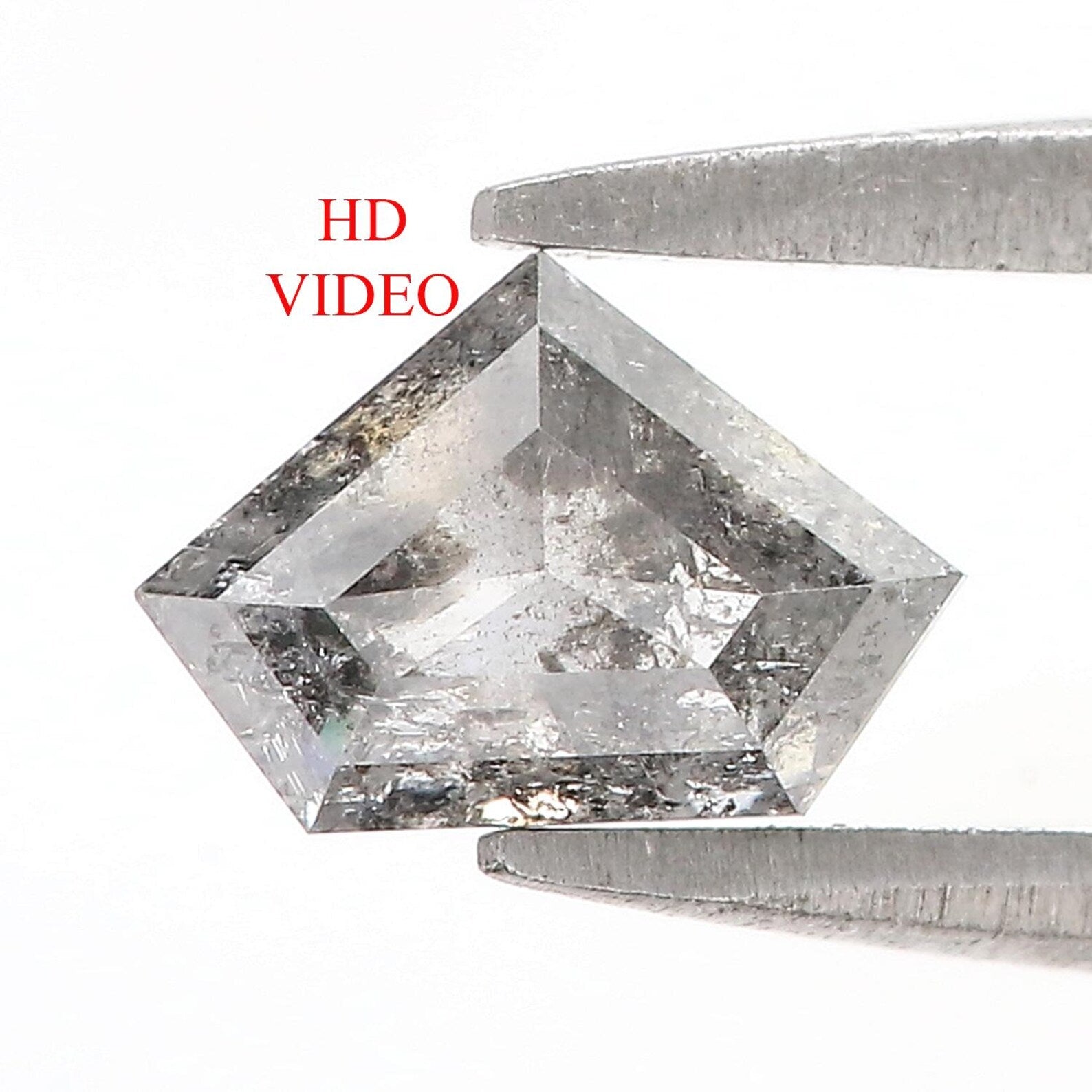 0.86 Ct Natural Loose Shield Cut Diamond Salt And Pepper Shield Diamond 5.35 MM Natural Diamond Black Color Shield Rose Cut Diamond QN909