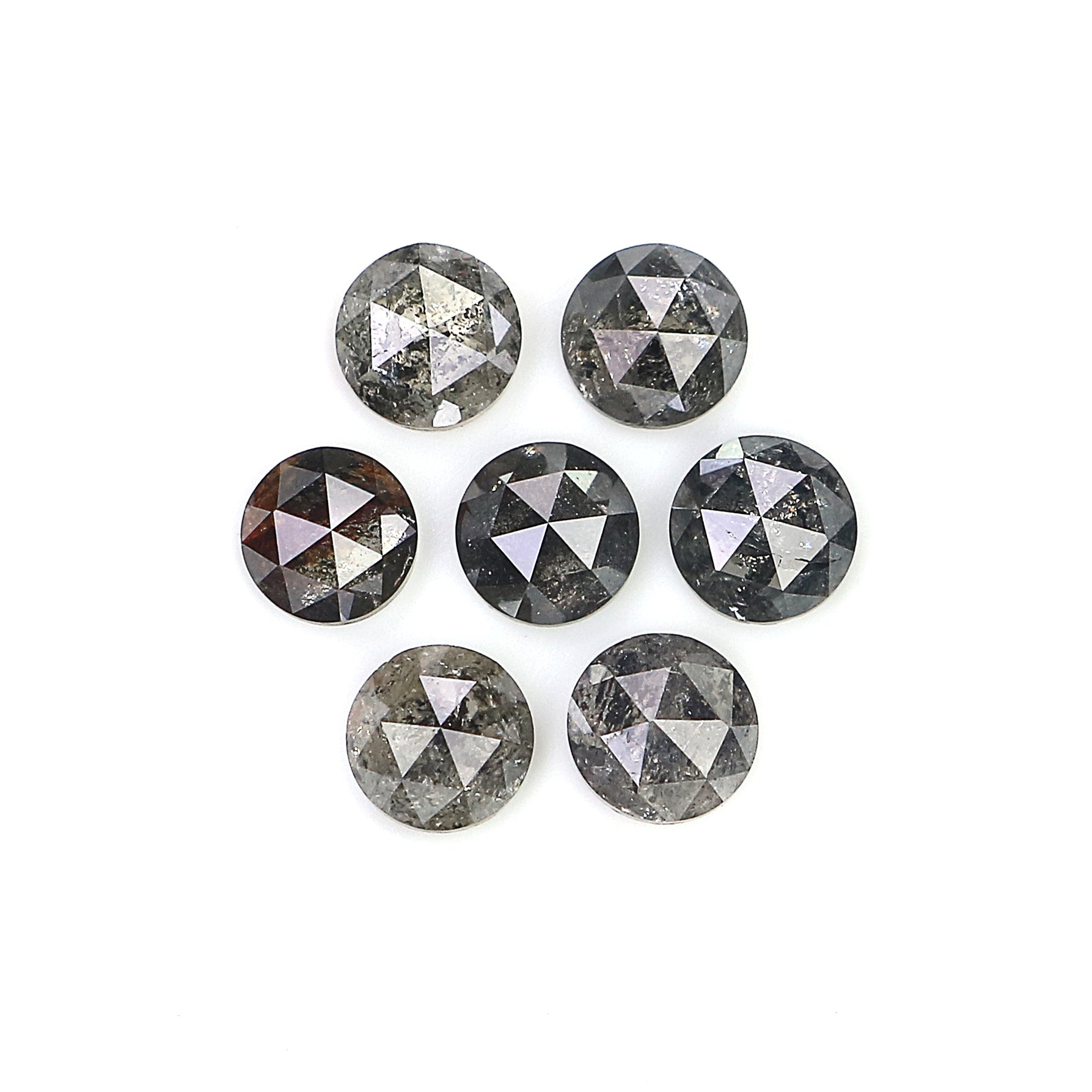 1.86 Ct Natural Loose Round Rose Cut Diamond Salt And Pepper Round Shape Diamond 3.65 MM Natural Black Grey Round Rose Cut Diamond LQ2383