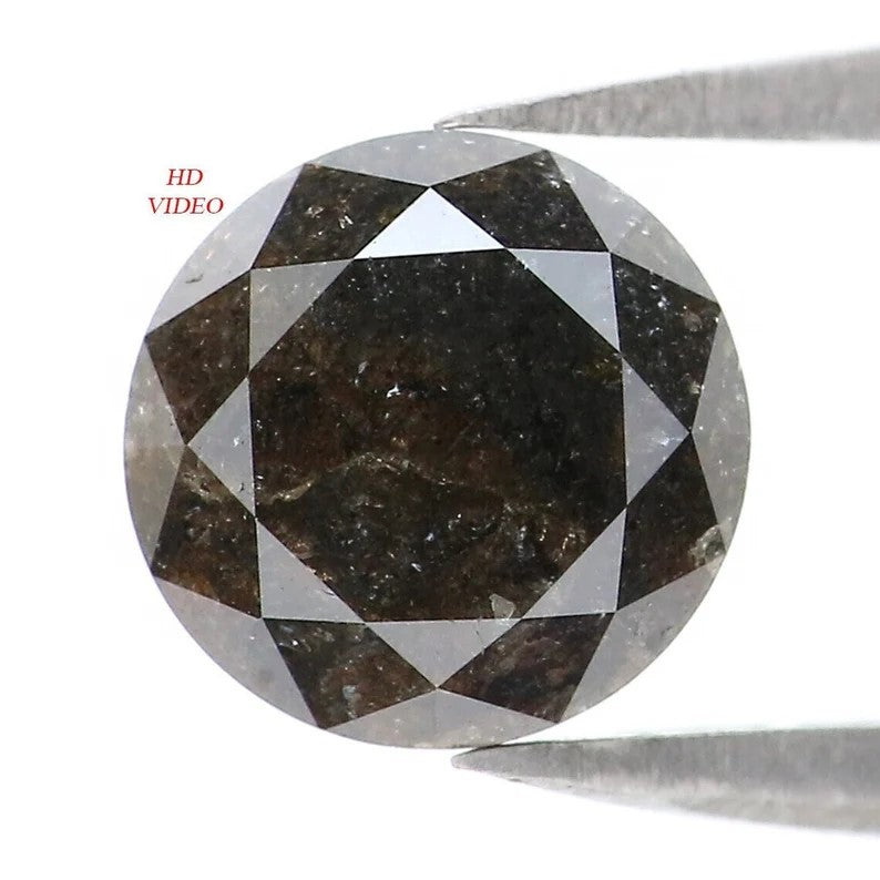 1.83 CT Natural Loose Round Cut Diamond Black Color Diamond 7.15 MM Natural Loose Diamond Black Color Round Brilliant Cut Diamond NQ488