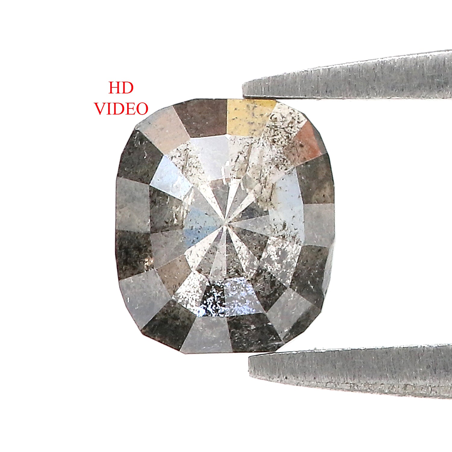 0.74 CT Natural Loose Cushion Shape Diamond Salt And Pepper Cushion Cut Diamond 6.40 MM Natural Black Grey Cushion Rose Cut Diamond LQ1784