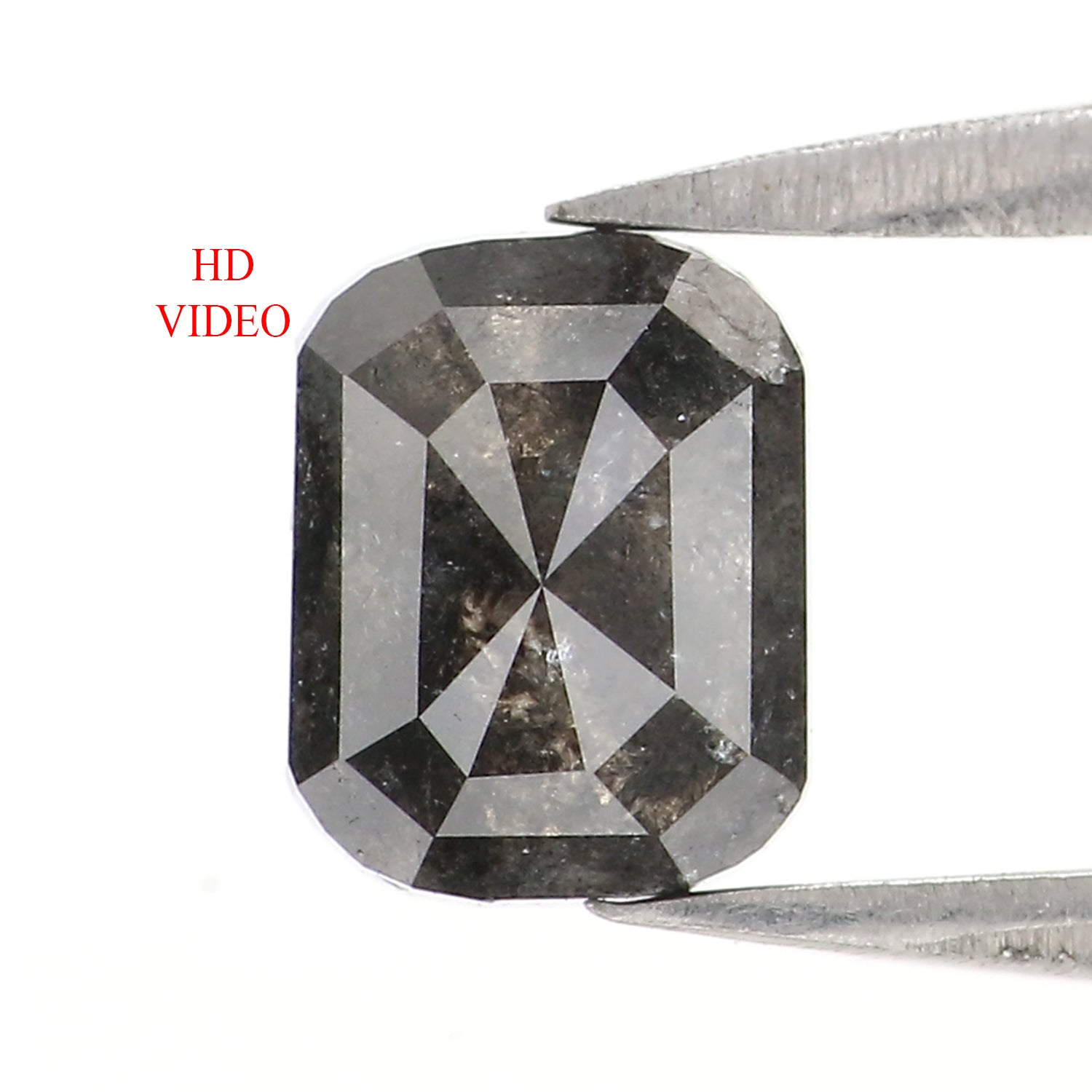 1.15 CT Natural Loose Cushion Shape Diamond Salt And Pepper Cushion Cut Diamond 6.40 MM Black Grey Color Cushion Rose Cut Diamond LQ2857