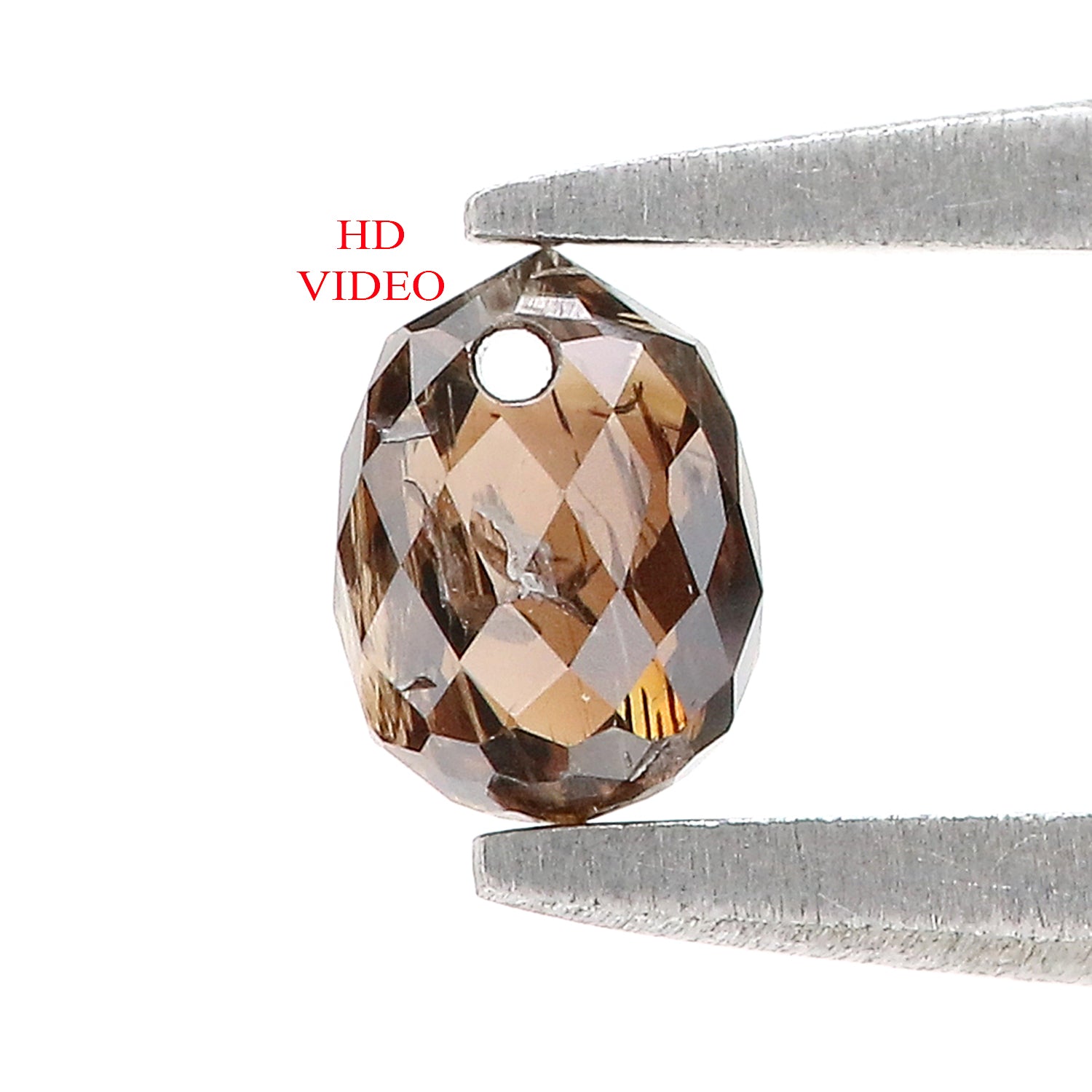 0.48 Ct Natural Loose Briolette Shape Diamond Brown Color Drop Diamond 4.60 MM Natural Loose Brown Color Briolette Rose Cut Diamond LQ9259