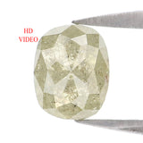 Natural Loose Cushion Yellow Grey Color Diamond 1.16 CT 6.40 MM Cushion Shape Rose Cut Diamond KR761