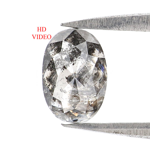 Natural Loose Oval Diamond, Salt And Pepper Oval Diamond, Natural Loose Diamond, Oval Rose Cut Diamond, 0.97 CT Oval Shape Diamond KDL9588