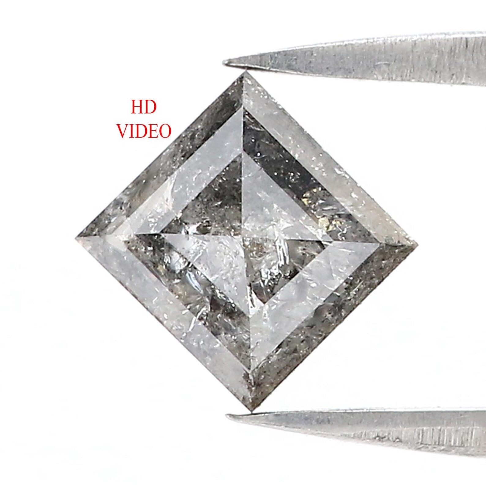 1.49 CT Natural Loose Diamond Kite Shape Diamond Salt And Pepper Diamond 8.85 MM Natural Loose Black Grey Kite Rose Cut Diamond QN863