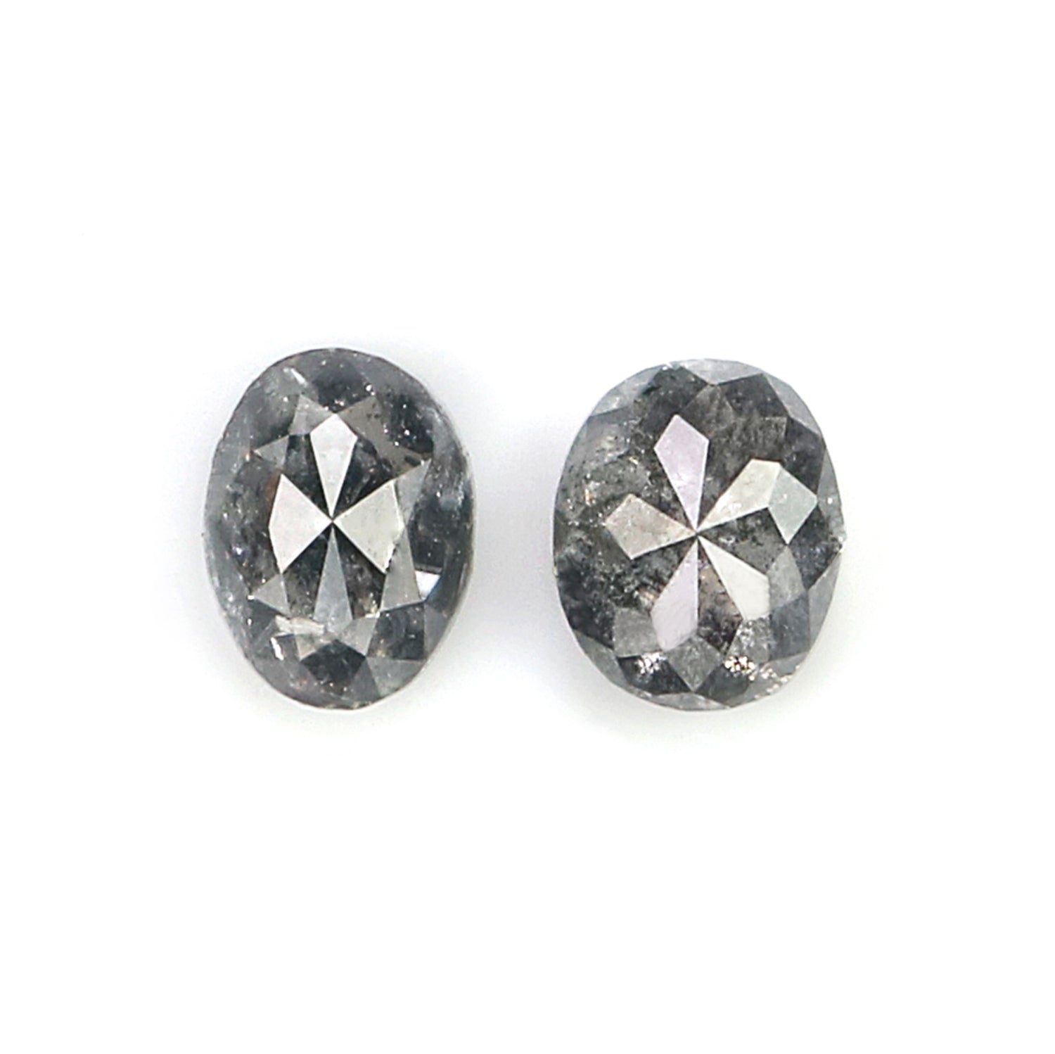 0.64 CT Natural Loose Oval Cut Pair Diamond Salt And Pepper Oval Shape Diamond 4.50 MM Natural Black Grey Color Oval Rose Cut Diamond L502