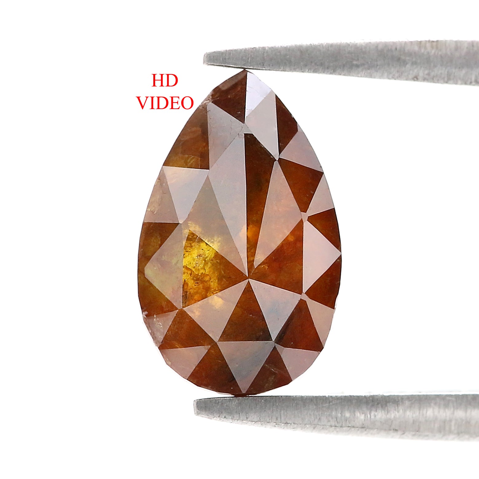 Natural Pear Brown Diamond 2.52 CT Loose Rose Cut Brown Stone 10.45 MM Rustic Diamond Pear Diamond For Custom Engagement Ring L3648