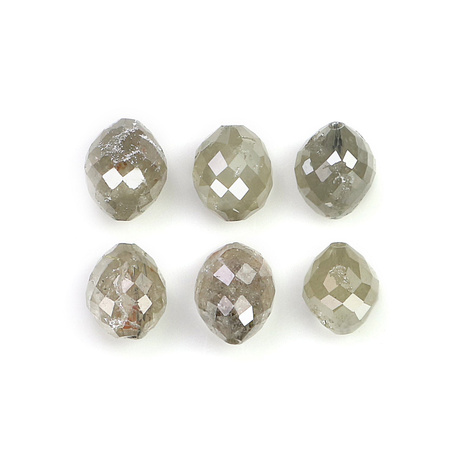 Natural Loose Egg Shape Bead Gray Color Diamond 3.51 CT 4.40 MM Bead Shape Rose Cut Diamond N1786