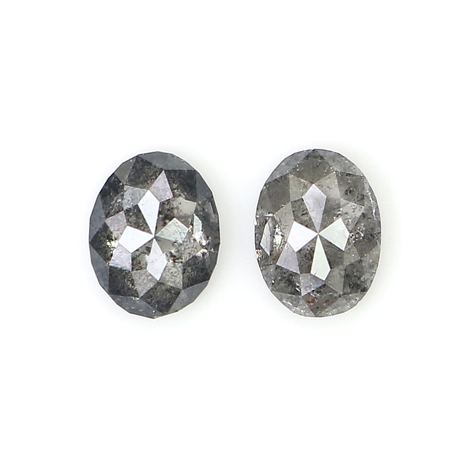 0.59 CT Natural Loose Oval Cut Pair Diamond Black Grey Color Oval Shape Diamond 5.00 MM Natural Salt And Pepper Oval Rose Cut Diamond KQ2566