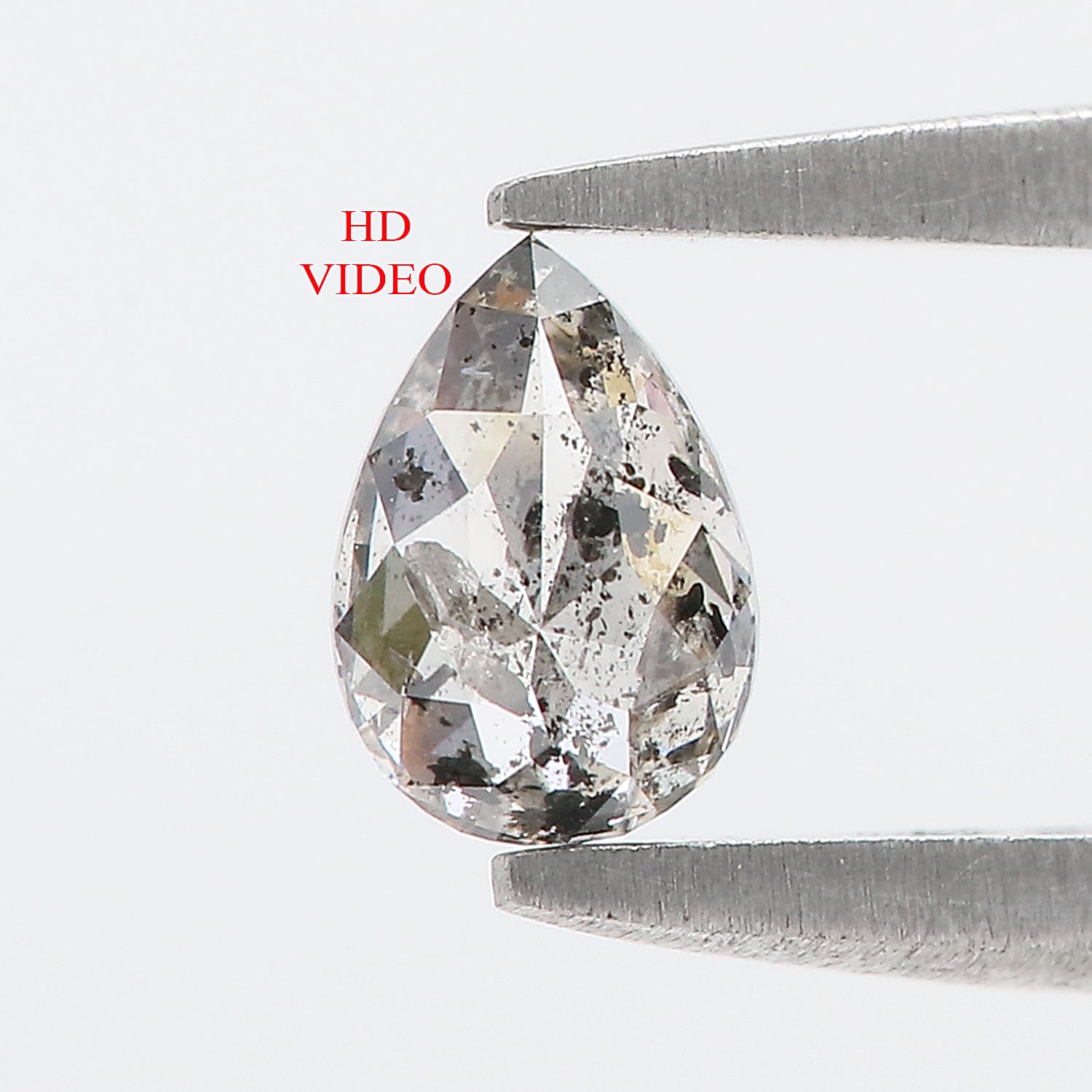 0.38 CT Natural Loose Pear Shape Diamond Salt And Pepper Pear Rose Cut Diamond 5.55 MM Black Grey Color Pear Shape Rose Cut Diamond LQ1961