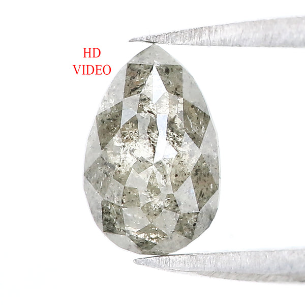 1.13 CT Natural Loose Pear Shape Diamond Salt And Pepper Pear Rose Cut Diamond 8.30 MM Black Grey Color Pear Shape Rose Cut Diamond LQ3024