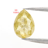 Natural Loose Pear Diamond, Yellow Color Pear Cut Diamond, Natural Loose Diamond, Pear Rose Cut Diamond, 1.25 CT Pear Shape Diamond L2886