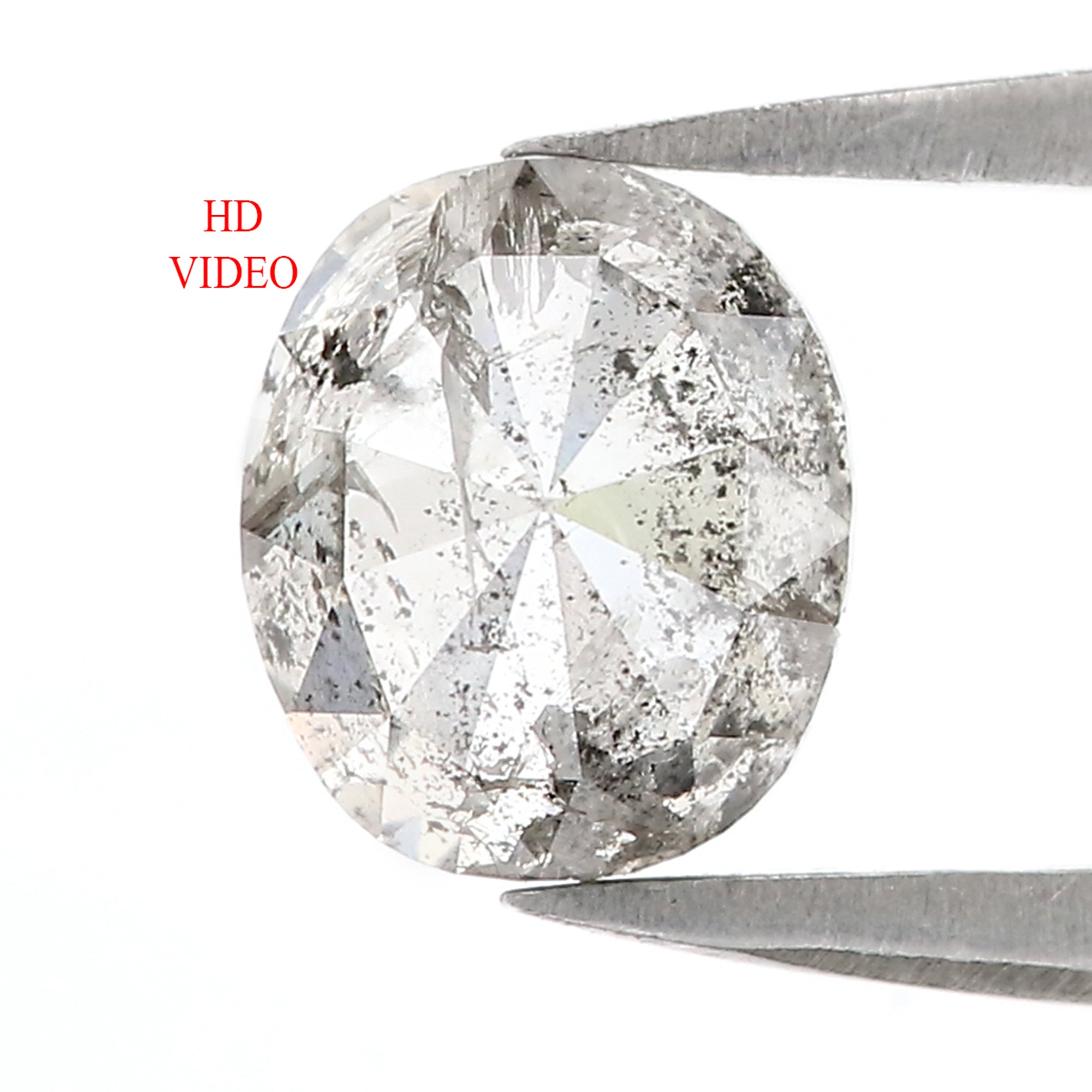 1.59 Ct Natural Loose Oval Shape Diamond Salt And Pepper Oval Cut Diamond 7.25 MM Natural Loose Black Grey Color Oval Rose Cut Diamond LC41
