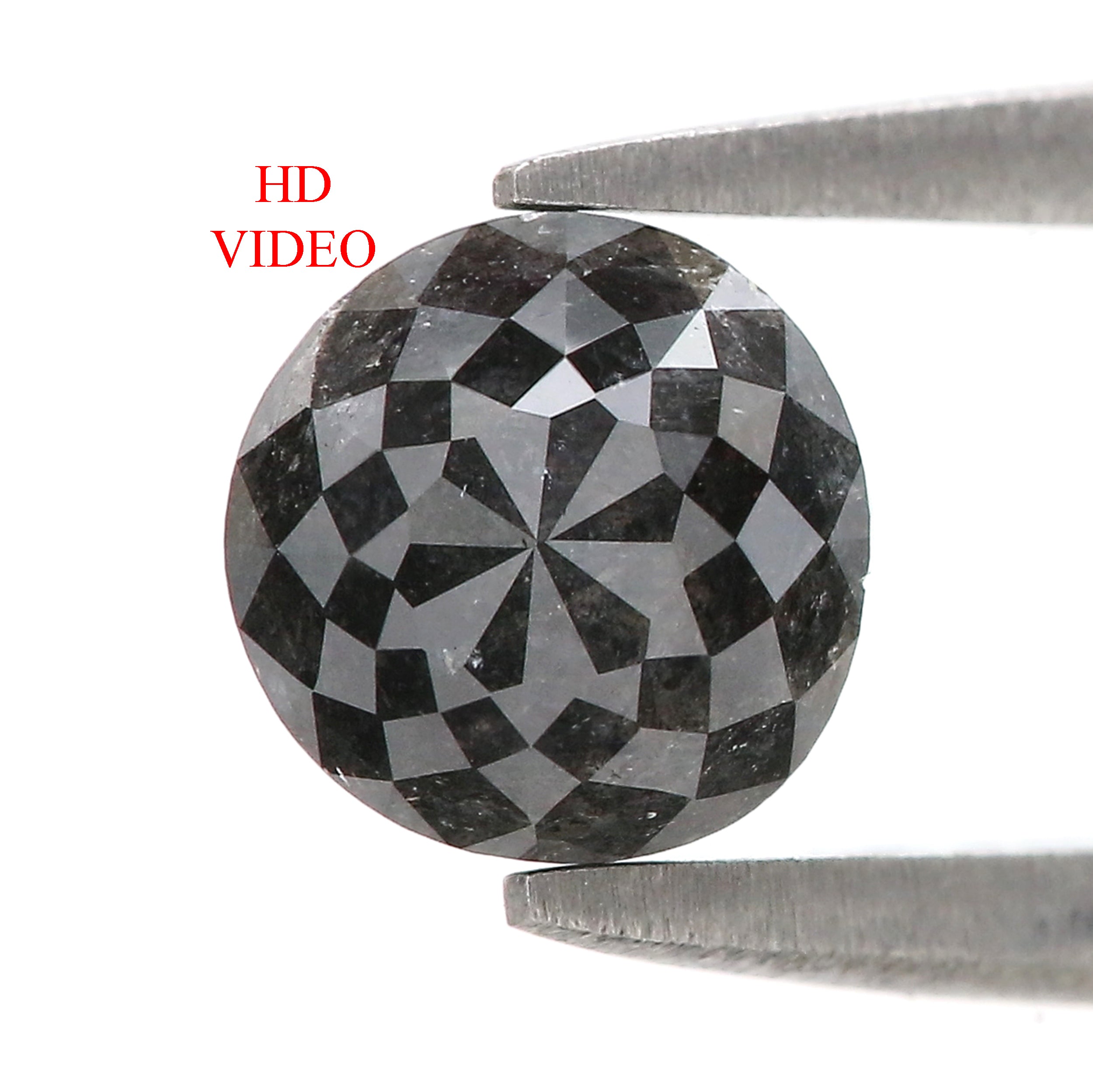 Natural Round Salt and Pepper Diamond 1.18 CT Loose Rose Cut Black Grey Stone 6.03 MM Rustic Diamond For Custom Engagement Ring L3687