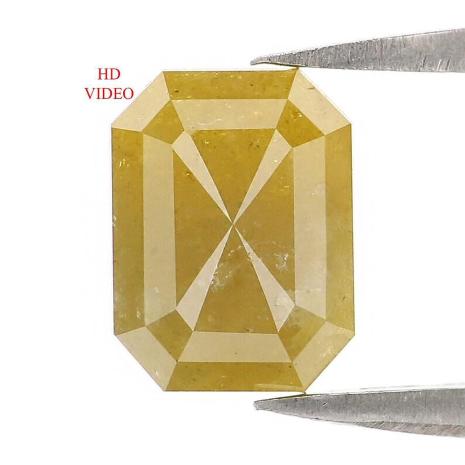 1.85 Ct Natural Loose Emerald Shape Diamond Yellow Color Emerald Diamond 8.05 MM Natural Loose Yellow Color Emerald Rose Cut Diamond NQ2449