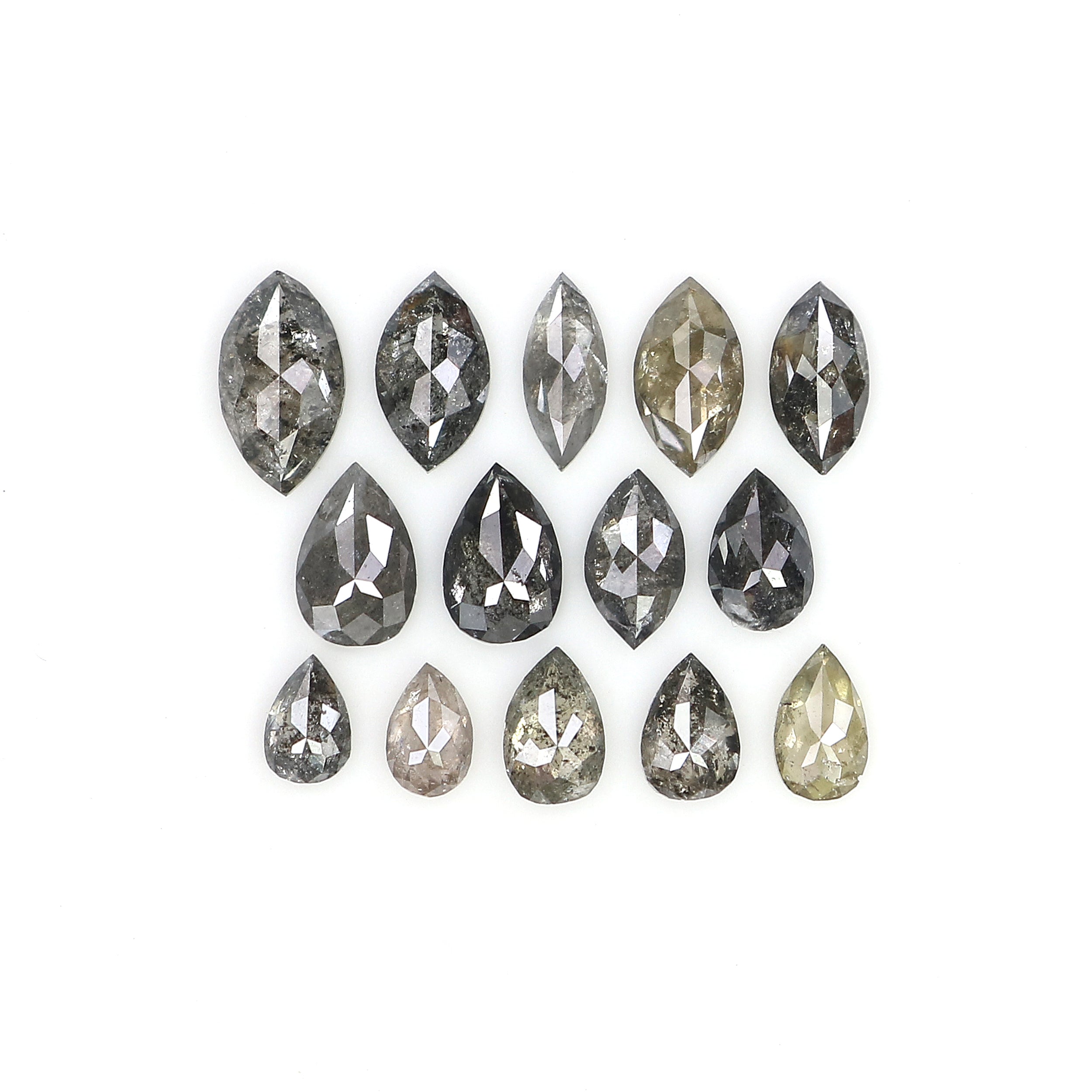 1.22 CT Natural Loose Mix Shape Diamond Salt And Pepper Mix Shape Diamond 2.90 MM Natural Black Grey Color Mix Shape Rose Cut Diamond LQ3043