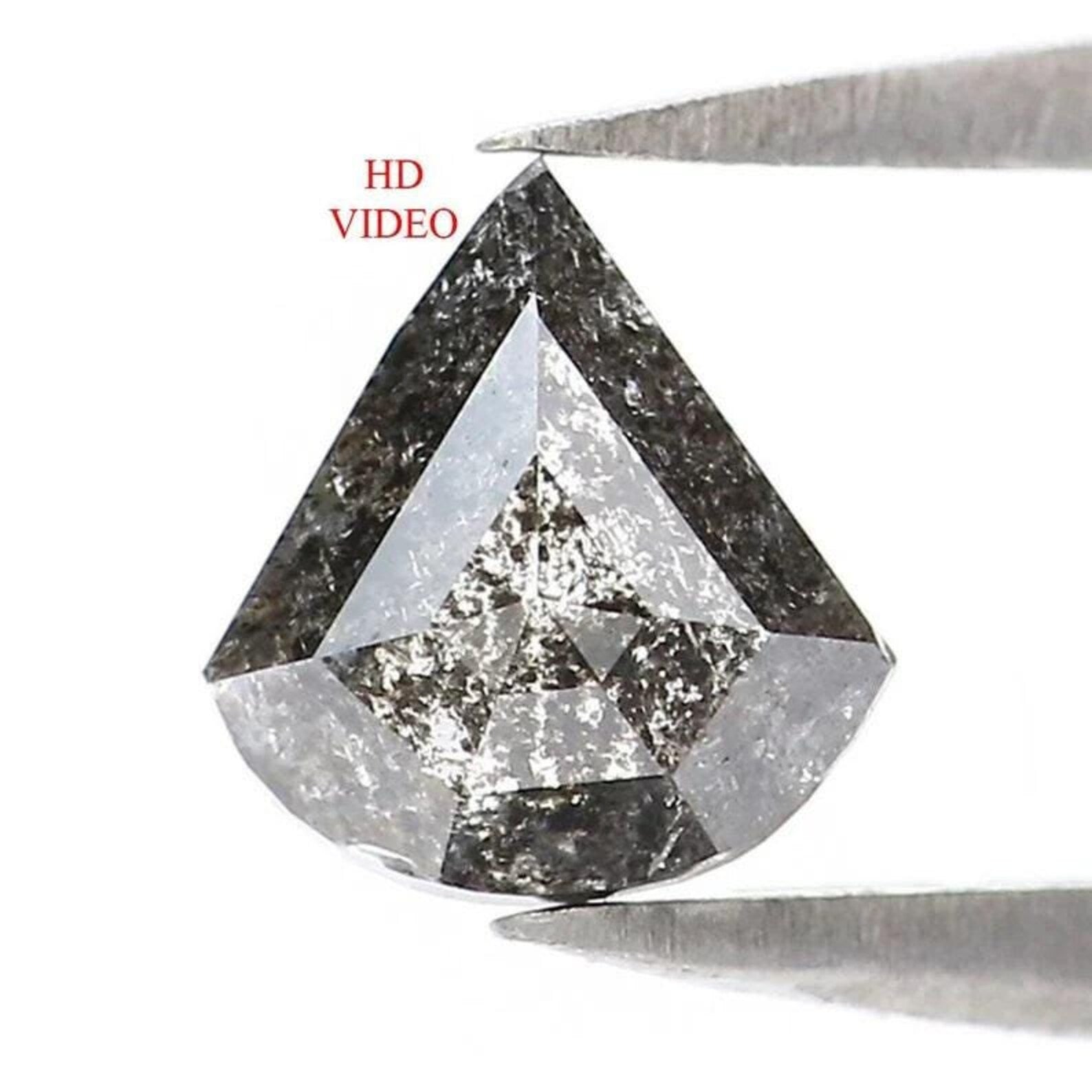0.55 CT Natural Loose Shield Shape Diamond Salt And Pepper Shield Diamond 6.10 MM Natural Black Grey Color Shield Rose Cut Diamond NQ9984