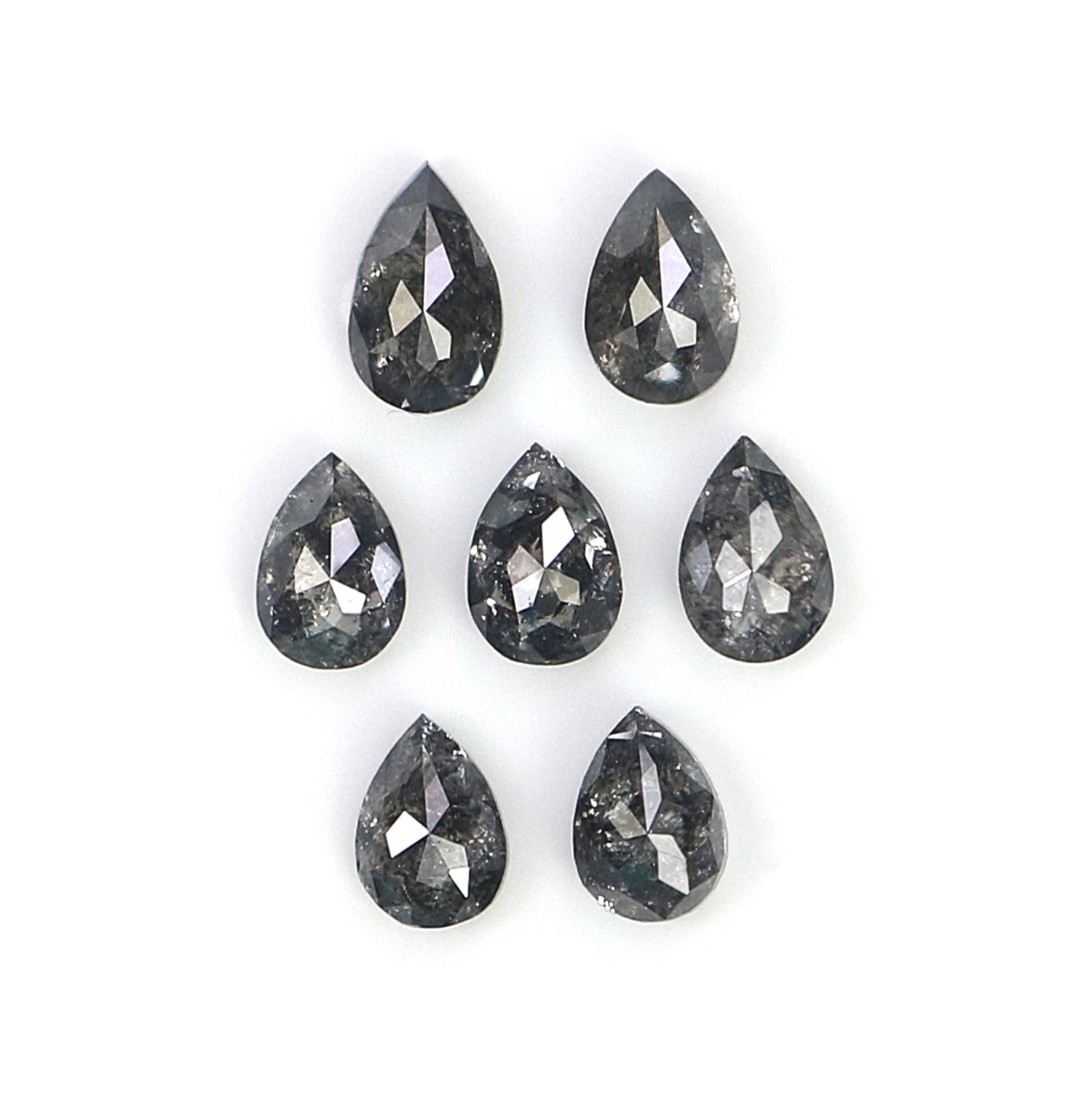1.06 CT Natural Loose Pear Shape Diamond Salt And Pepper Pear Cut Diamond 3.85 MM Natural Black Grey Color Pear Shape Rose Cut Diamond L1280