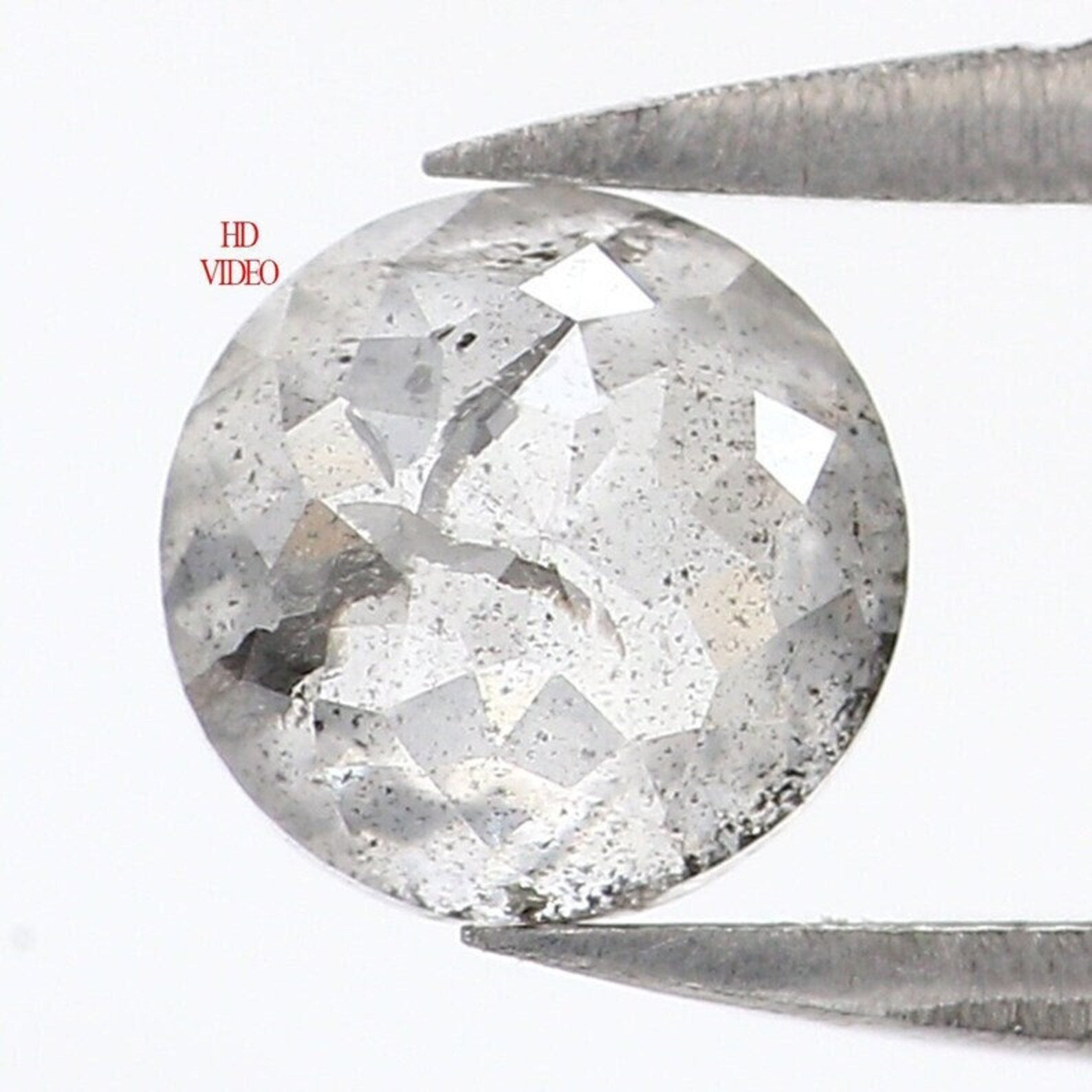 0.82 Ct Natural Loose Round Rose Cut Diamond Salt And Pepper Diamond 5.30 MM Natural Black Gray Color Round Rose Cut Diamond QN9705