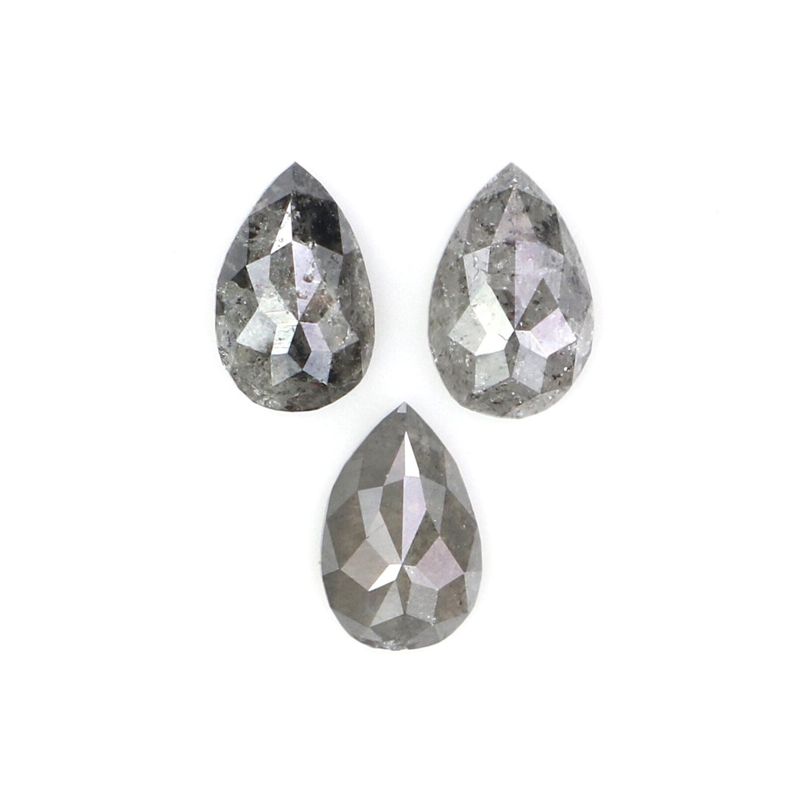 0.48 CT Natural Loose Pear Shape Diamond Salt And Pepper Pear Cut Diamond 4.65 MM Natural Black Grey Color Pear Rose Cut Diamond NQ2346