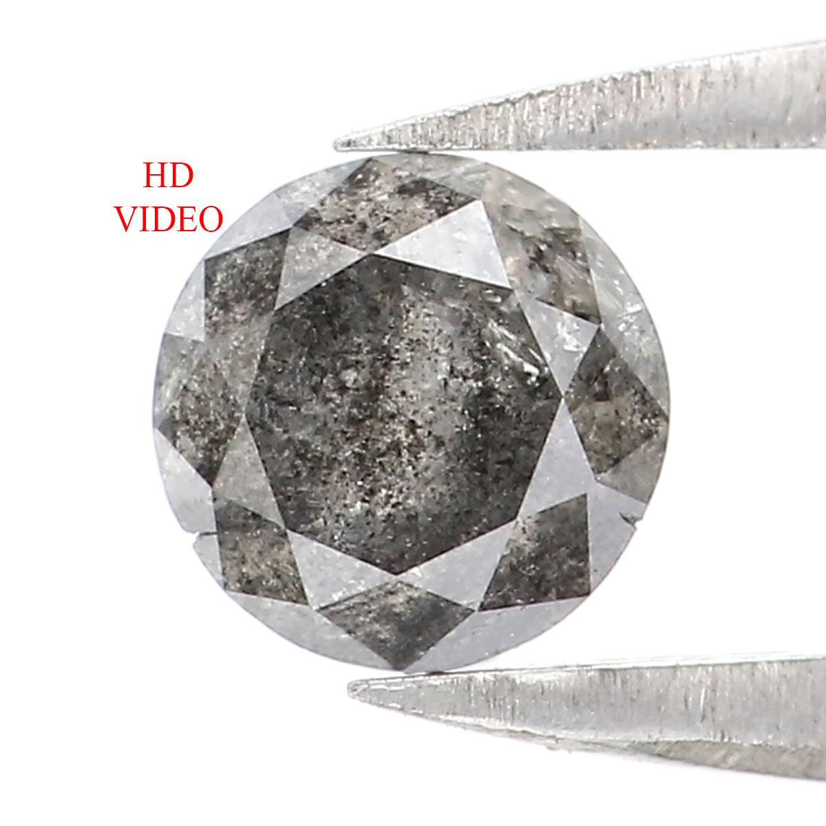 0.48 Ct Natural Loose Round Shape Diamond Salt And Pepper Round Diamond 4.90 MM Natural Black Grey Color Round Brilliant Cut Diamond KQ1735
