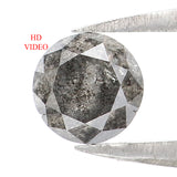 Natural Loose Round Salt And Pepper Diamond Black Grey Color 4.90 CT 3.10 MM Round Brilliant Cut Diamond KR1735