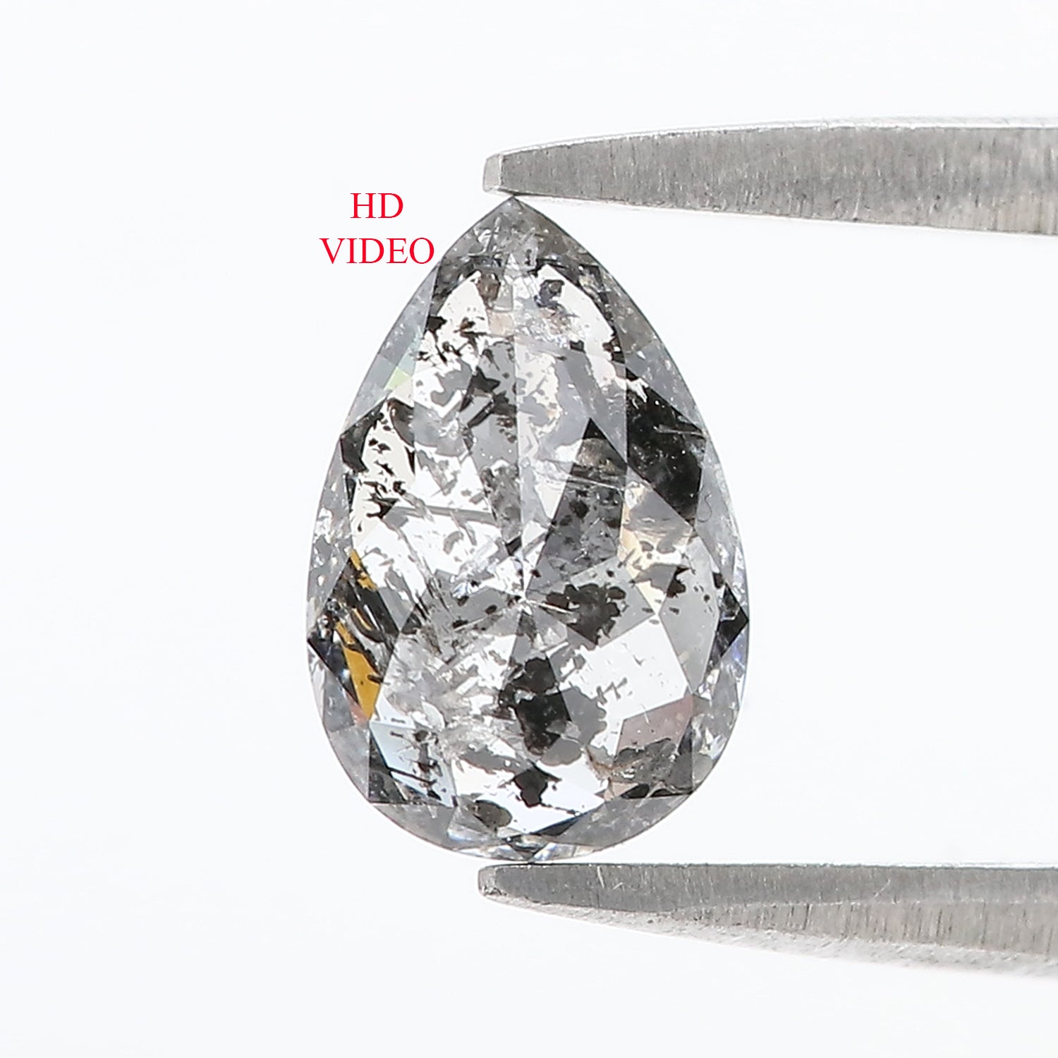 1.09 CT Natural Loose Pear Shape Diamond Salt And Pepper Pear Cut Diamond 8.70 MM Natural Black Grey Color Pear Rose Cut Diamond L3414