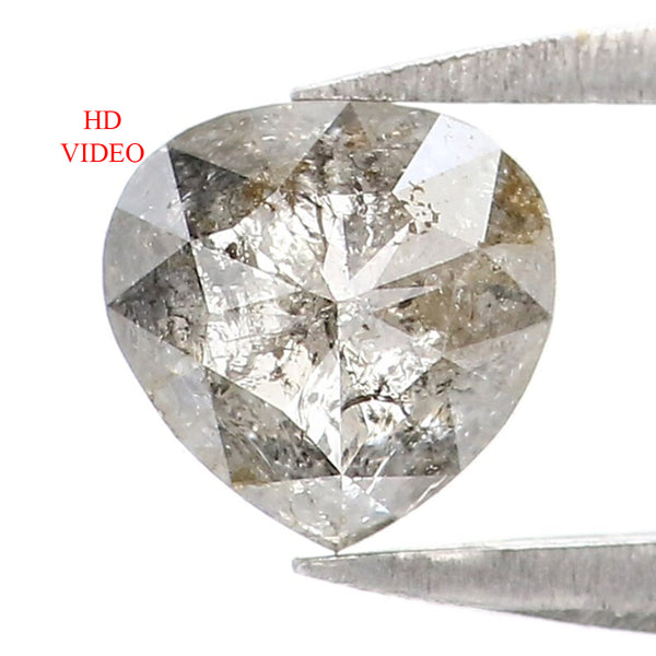 Natural Loose Heart Salt And Pepper Diamond Grey Color 0.57 CT 5.20 MM Heart Shape Rose Cut Diamond L7063