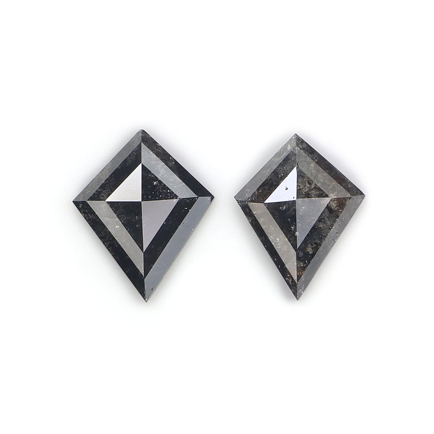 1.11 CT Natural Loose Kite Cut Pair Diamond Salt And Pepper Kite Diamond 9.00 MM Natural Loose Black Grey Color Kite Rose Cut Diamond L3446