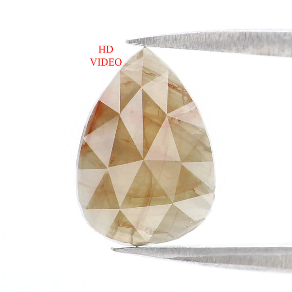 Natural Loose Pear Diamond, Grey Color Pear Cut Diamond, Natural Loose Diamond, Pear Rose Cut Diamond, 1.30 CT Pear Shape Diamond L6480