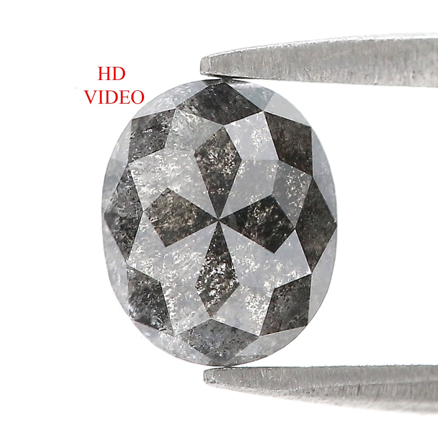 1.58 Ct Natural Loose Oval Shape Diamond Black Grey Color Oval Cut Diamond 7.85 MM Natural Salt And Pepper Oval Rose Cut Diamond LQ3312