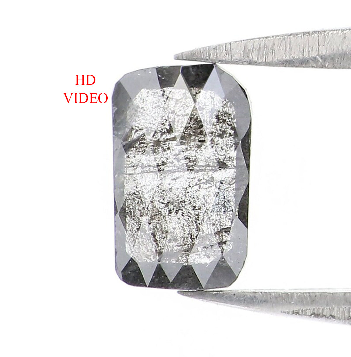 0.66 CT Natural Loose Emerald Shape Diamond Salt And Pepper Emerald Cut Diamond 6.95 MM Natural Black Grey Emerald Rose Cut Diamond KQ2430