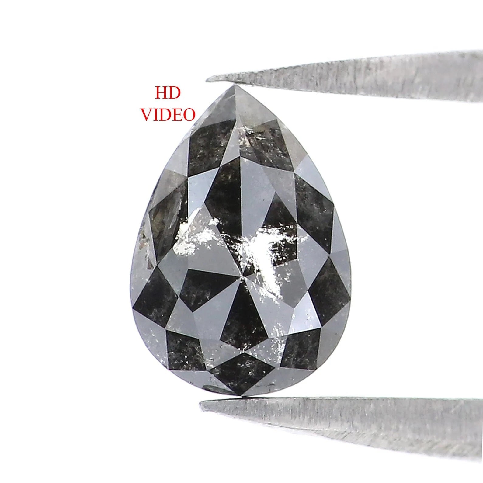 0.58 CT Natural Loose Pear Diamond Salt And Pepper Pear Diamond Natural Loose Diamond 6.80 MM Pear Rose Cut Diamond Pear Cut Diamond NQ2484