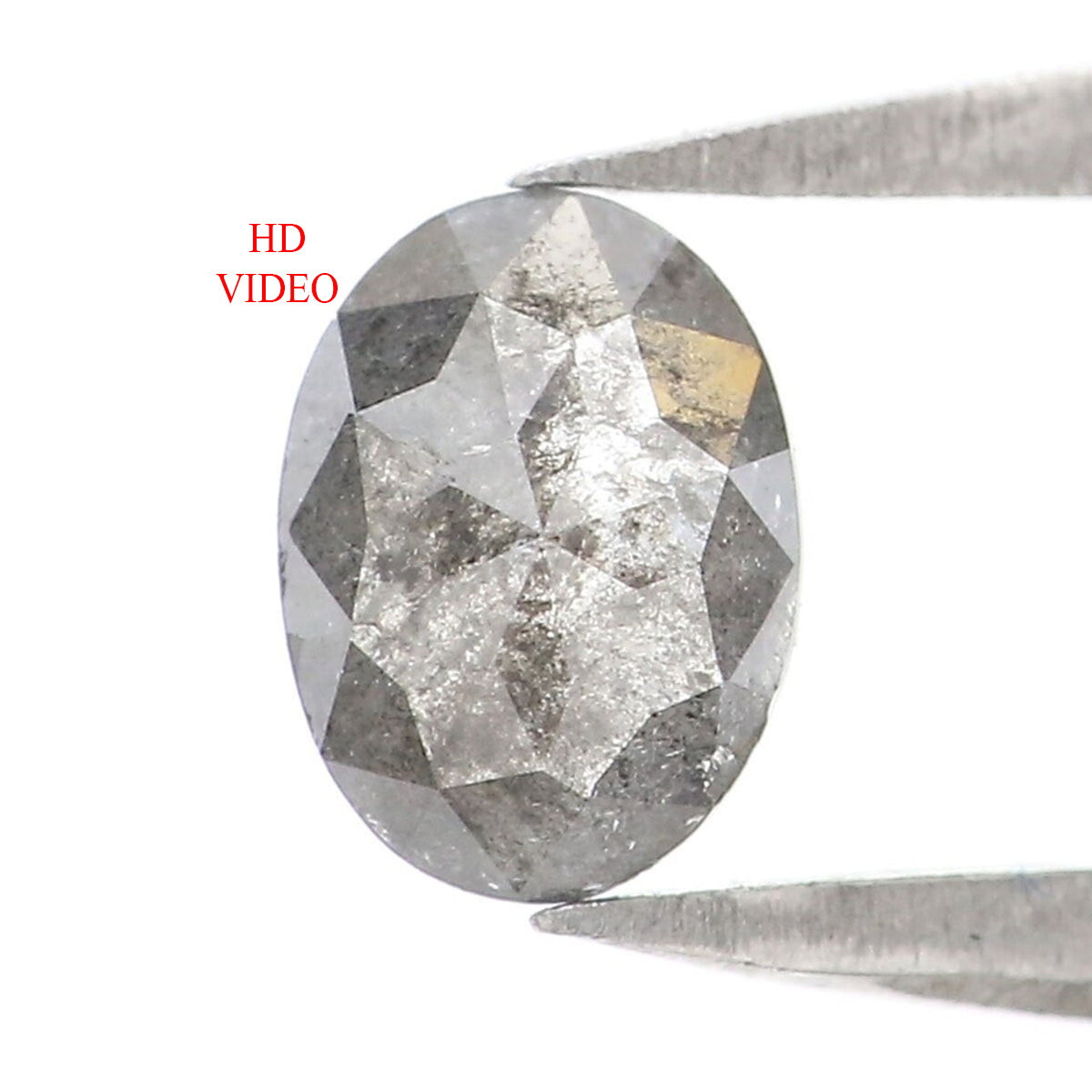Natural Loose Oval Salt And Pepper Diamond Black Grey Color 0.33 CT 5.44 MM Oval Shape Rose Cut Diamond KR2574