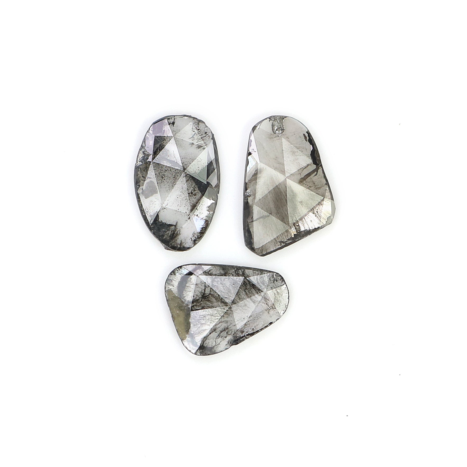 1.21 CT Natural Loose Slice Shape Diamond Salt And Pepper Slice Uncut Diamond 8.65 MM Natural Black Grey Diamond Irregular Cut Diamond L3590