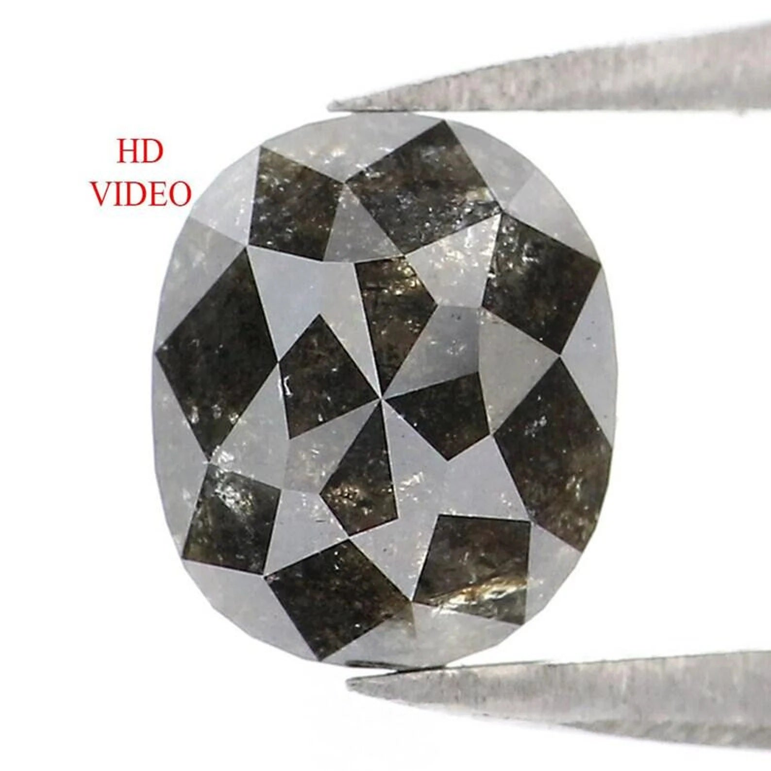 1.35 CT Natural Loose Oval Shape Diamond Salt And Pepper Oval Diamond 6.70 MM Natural Diamond Black Grey Color Oval Rose Cut Diamond NQ9301