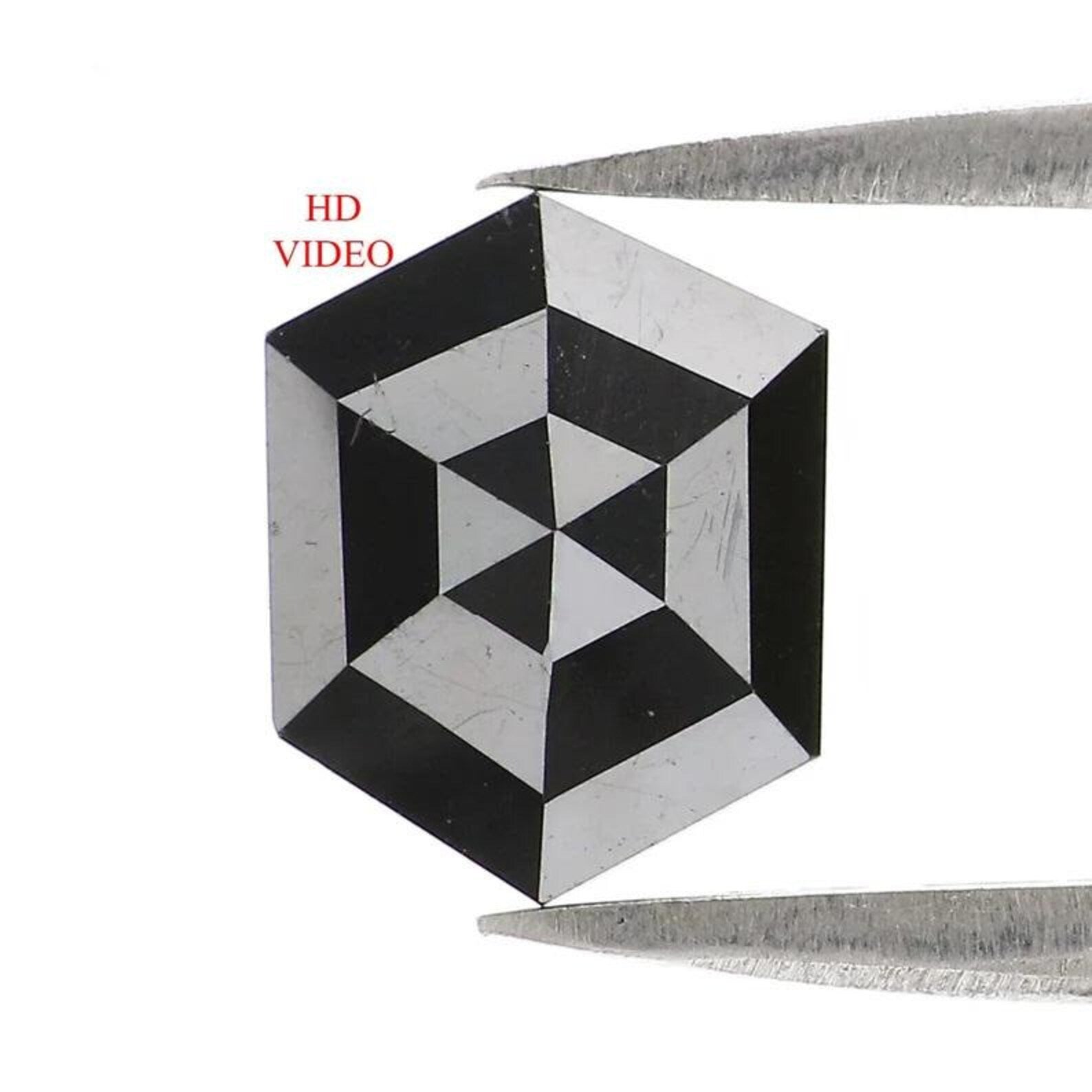 0.96 CT Natural Loose Hexagon Shape Diamond Black Color Hexagon Diamond 8.50 MM Natural Loose Black Color Hexagon Rose Cut Diamond NQ8180