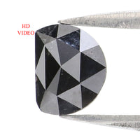 Natural Loose Half Moon Shape Black Color Diamond 0.46 CT 5.95 MM Half Moon Shape Rose Cut Diamond L8892